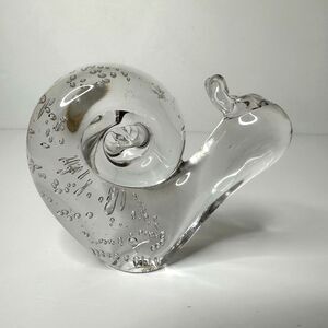 Clear Art Glass‎ Snail Paperweight Figurine 3" Nature Minimalist Eclectic